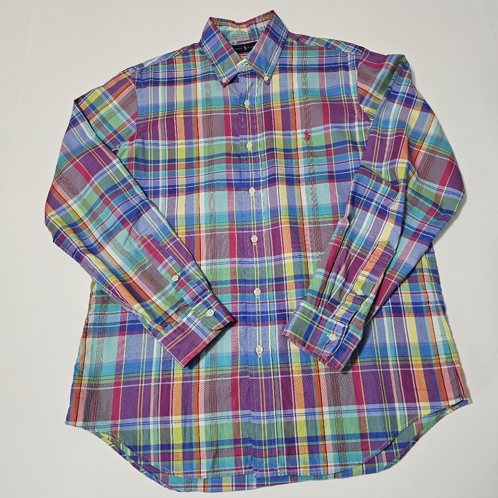Polo Ralph Lauren Men's Plaid Long Sleeve Button-Down Multicolor Shirt Sz M